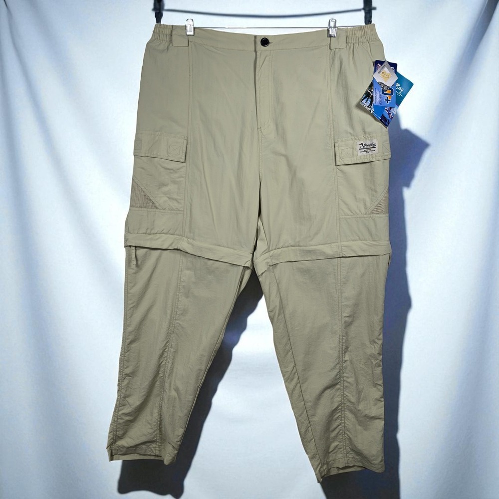 Bimini Bay Convertible Cargo Pants‎ Men 3XL Beige UPF 50+ Outdoor Hiking NWT